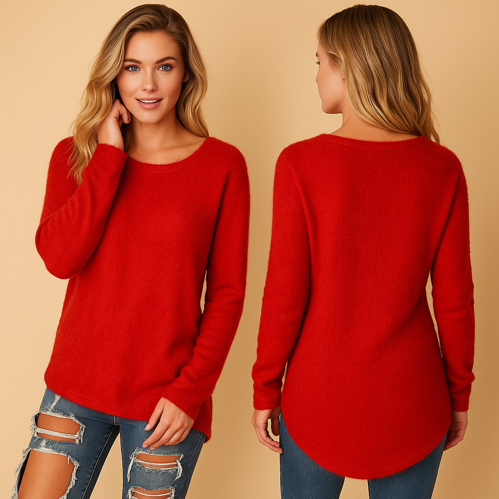 Lightweight knitted women’s sweater with crew neck | Aniek