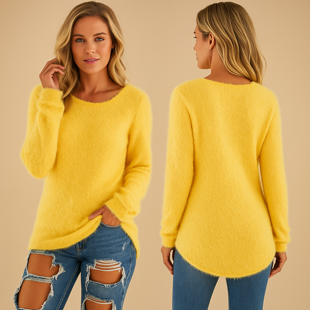 Lightweight knitted women’s sweater with crew neck | Aniek