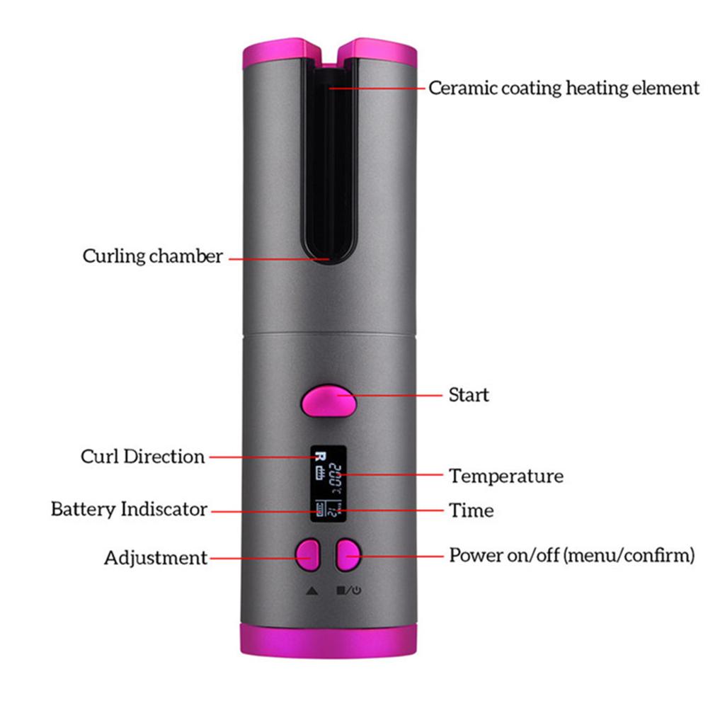 Cordless Tourmaline Ceramic Barrel Auto Hair Curler