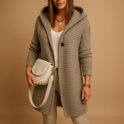 Open-knit women’s cardigan with long front | Jolien