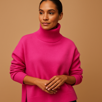 Oversized turtleneck sweater for women with flattering fit | Lieke