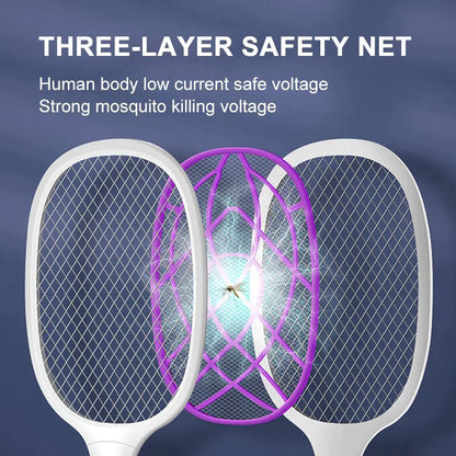 Rechargeable Electric Bug Zapper Racket | Handheld & UV Light Mode | Portable Indoor & Outdoor Insect Trap