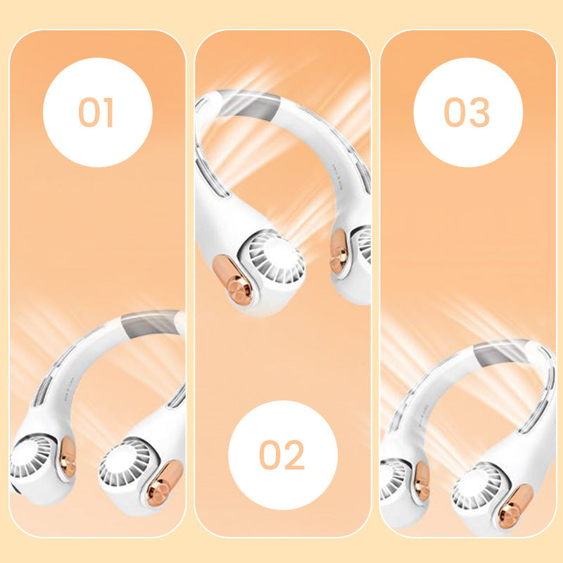 🍃 AirGlace™ | Ventilateur de Cou Portable – Refroidissement 360°, Ultra-Silencieux, Rechargeable & Mains Libres