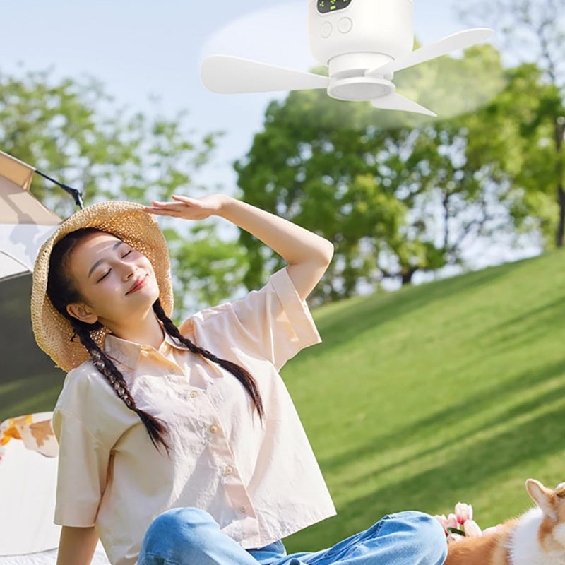 AeroGlow™ Ventilateur de Plafond Rechargeable | Fraîcheur & Éclairage Sans Fil ⭐