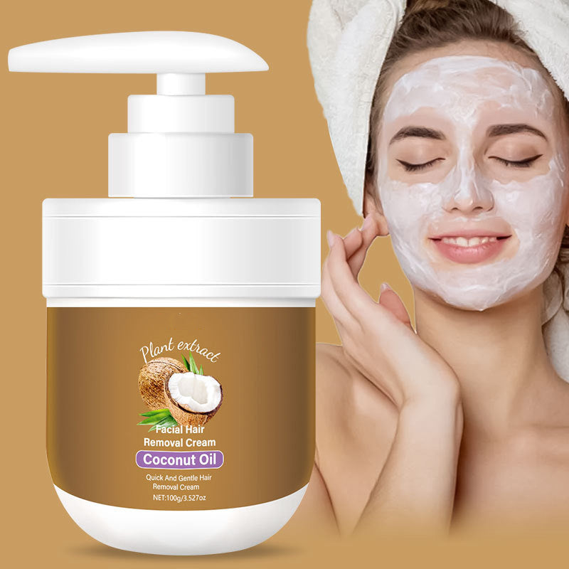 LumiSkin™ Crème Dépilatoire Visage Noix de Coco & Aloe Vera