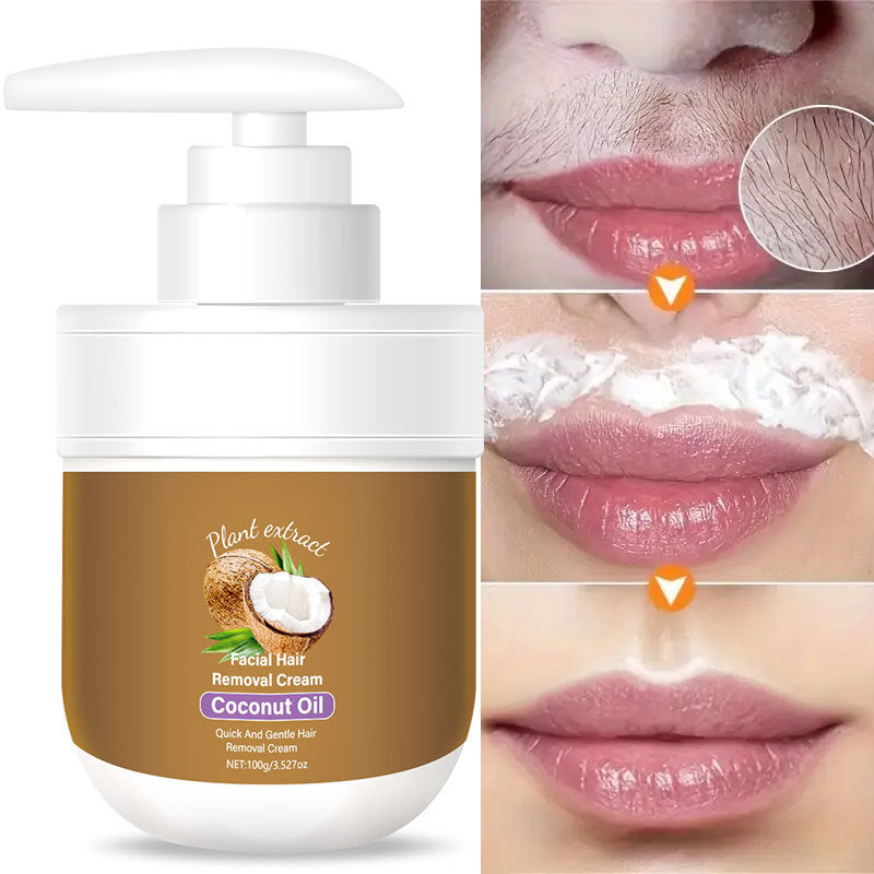 LumiSkin™ Crème Dépilatoire Visage Noix de Coco & Aloe Vera