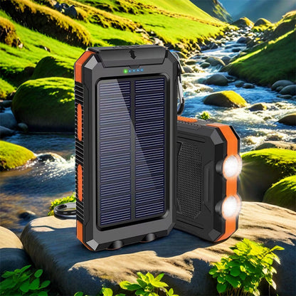 Batterie externe solaire 10000mAh, chargeur solaire avec double lampe LED