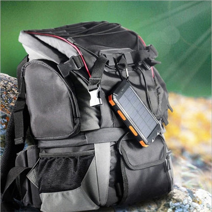 Batterie externe solaire 10000mAh, chargeur solaire avec double lampe LED