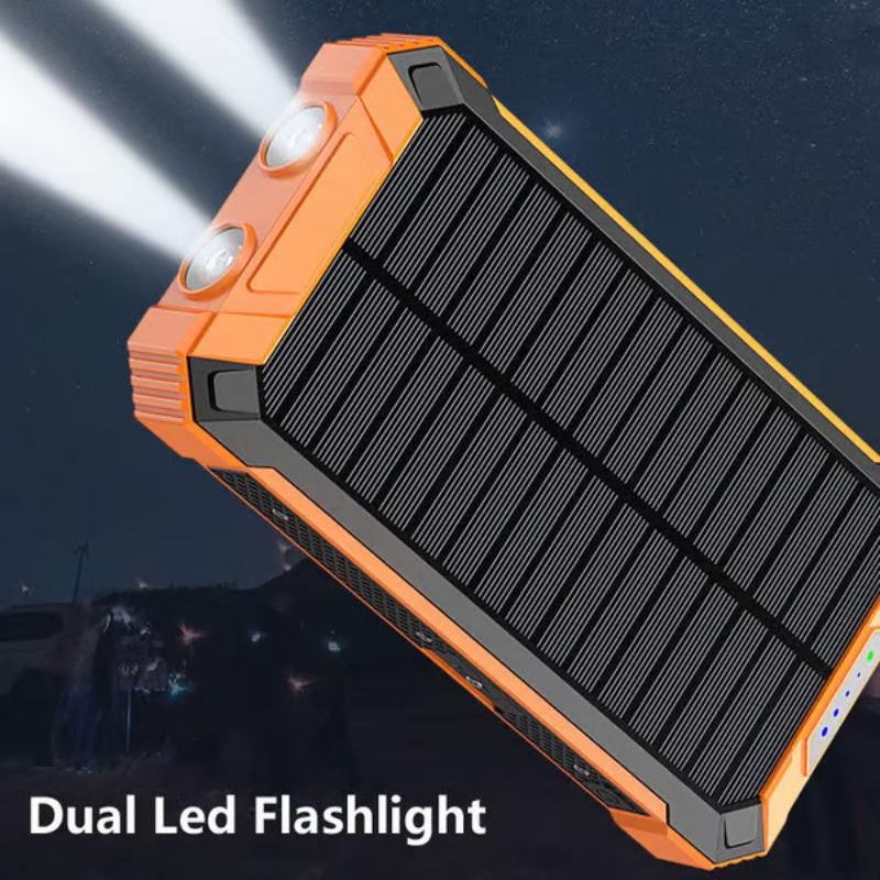 Batterie externe solaire 10000mAh, chargeur solaire avec double lampe LED