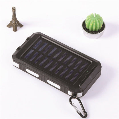 Batterie externe solaire 10000mAh, chargeur solaire avec double lampe LED