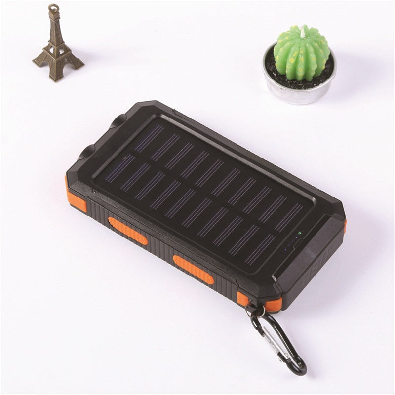 Batterie externe solaire 10000mAh, chargeur solaire avec double lampe LED