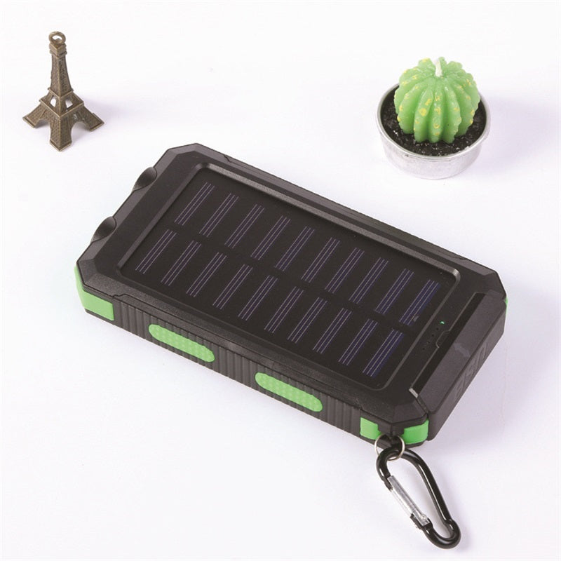 Batterie externe solaire 10000mAh, chargeur solaire avec double lampe LED