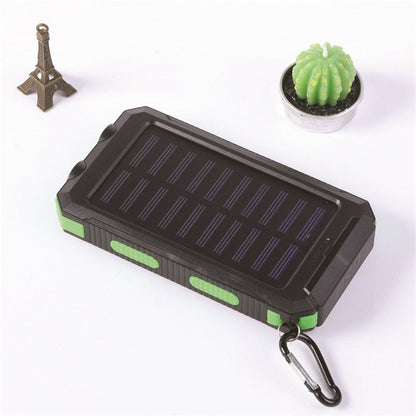 Batterie externe solaire 10000mAh, chargeur solaire avec double lampe LED