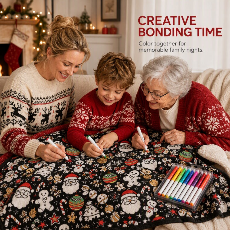 ColorJoy™ Couverture DIY à Colorier pour Toute la Famille | Plaisir Créatif & Chaleur Douillette