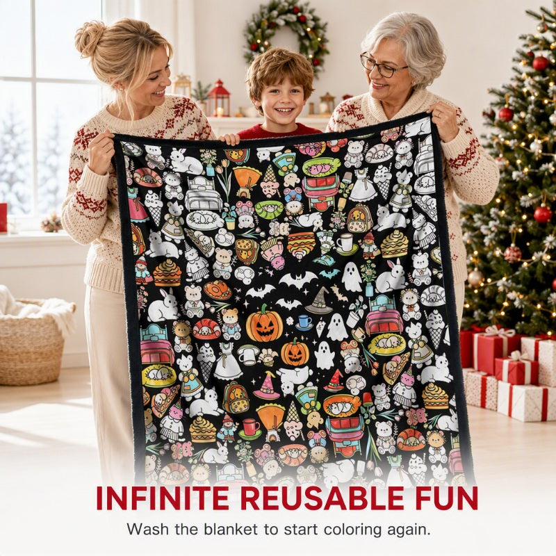 ColorJoy™ Couverture DIY à Colorier pour Toute la Famille | Plaisir Créatif & Chaleur Douillette