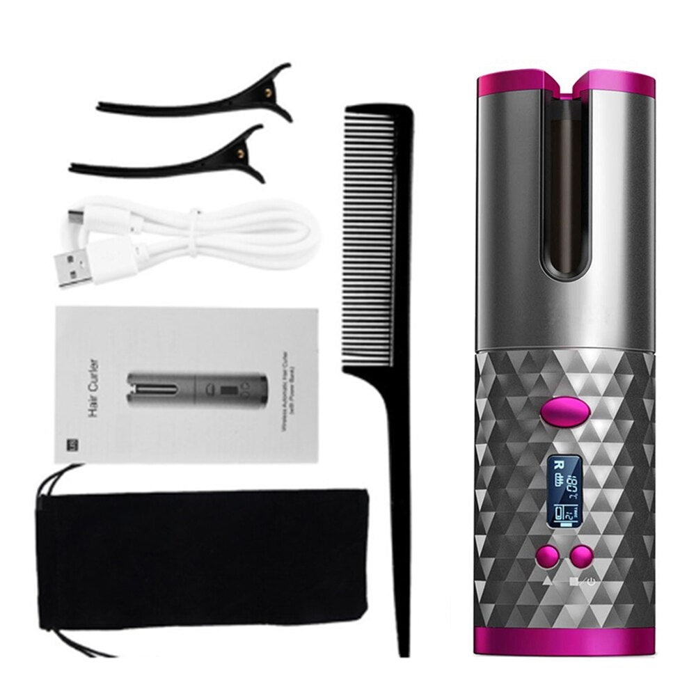Cordless Tourmaline Ceramic Barrel Auto Hair Curler