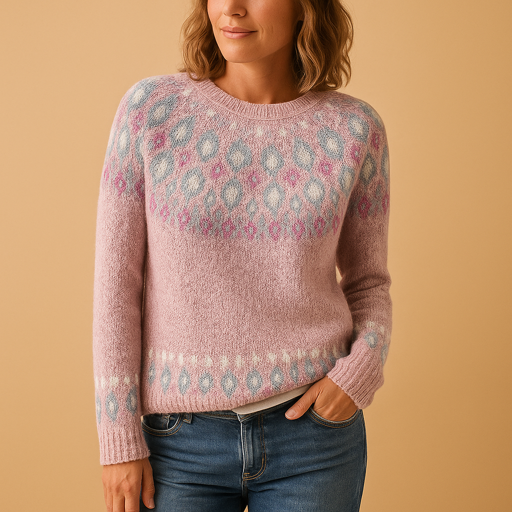 Warm women’s wool sweater with print | Evelina