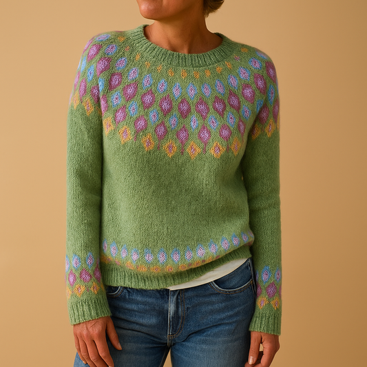 Wool sweater with unique print for women | Lena