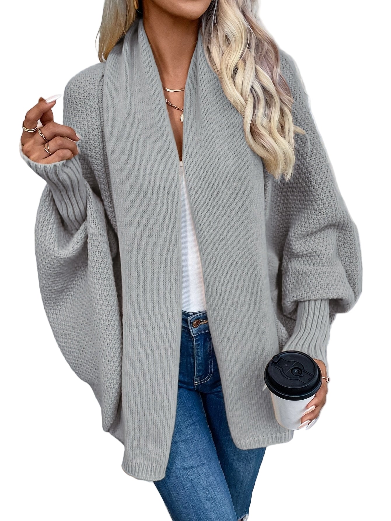 Women’s Open Front Cardigan – Lightweight Batwing Style
