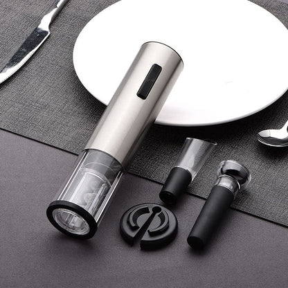 Electric Wine Bottle Opener Set | Includes Pourer & Vacuum Stopper | Effortless Cork Removal Kit